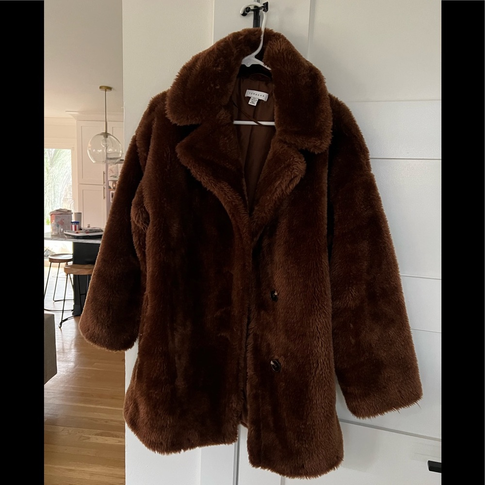 COPY - Womens brown Topshop faux fur coat size small